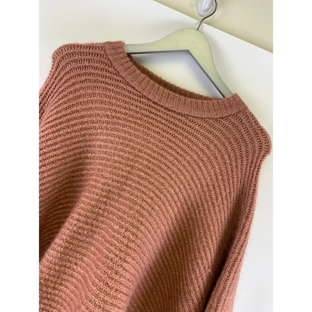 Coco And Carmen Cropped Sweater Poncho Dusty Pink Pullover Ribbed Crew One Size‎